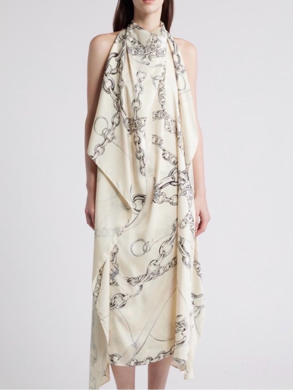 COS ASYMMETRIC CHAIN-PRINT MIDI DRESS, NWT, size 4